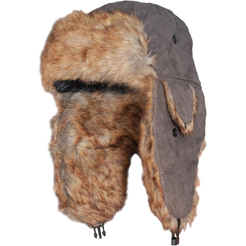 Men Gray Yellow ONWAY Faux Fur Trapper Hat Cozy Winter Ear Flaps Hat